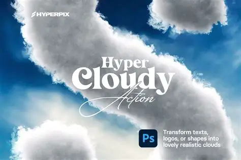 实逼真云层云彩云朵天空质感3D立体字体PS特效动作Hyper Cloudy – Realistic Cloud Effect for Texts and Logos