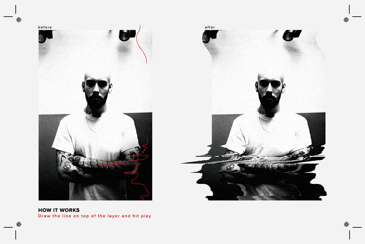 PS像素拉伸扭曲扫描效果插件 GhostScan Photoshop Extension