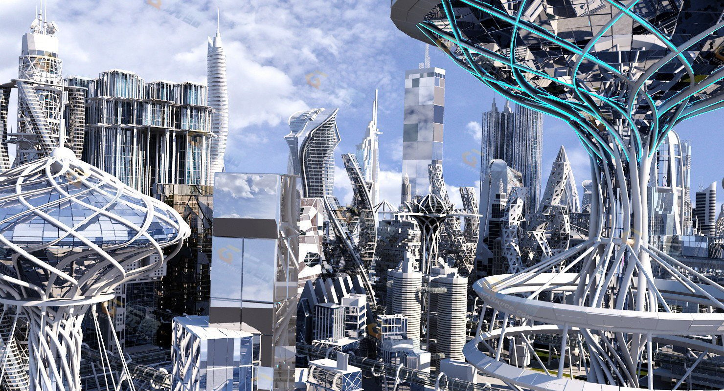 Blender未来科幻城市生活场景3D模型 Future Tech Megacity