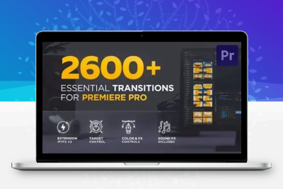  2600种PR模糊光效故障扭曲水墨笔刷淡入淡出图形翻转特效视差分割转场脚本预设